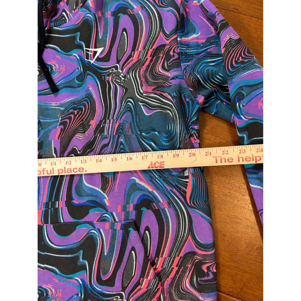 Gymshark Hoodie Mens Small Purple Blue Swirl Psychedelic Pullover Sweatshirt - Picture 6 of 8